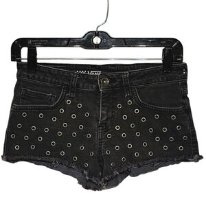 Vintage Vans Grommet Cut Off Jean Shorts Size 3 Black Denim Shorts 2 Inch Inseam